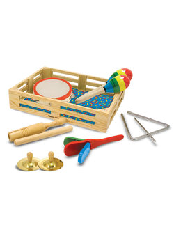 อุปกรณ์ดนตรีทั้งวงครบชุด ส่งเสริมการประกอบจังหวะสนใจในสิ่งรอบข้าง Band-in-a-Box - Clap! Clang! Tap Melissa&Doug, ของเล่นเสริมพัฒนาการ, ของเล่น