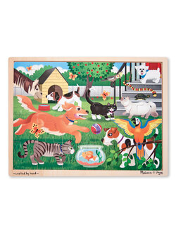 ชุดจิ๊กซอไม้ รุ่นสัตว์เลี้ยง 24ชิ้น ส่งเสริมการเล่นแบบมีสมาธิ Wooden Jigsaw Puzzle Pets 24pc Melissa&Doug, ของเล่นเสริมพัฒนาการ, ของเล่น