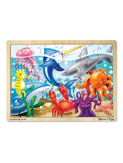 จิ๊กซอ 24 ชิ้น รุ่นสัตว์ทะเล ส่งเสริมให้น้องๆได้รู้จักคิด และการมีสมาธิ Wooden Jigsaw 24 Pc Puzzle - Sea Life Melissa&Doug, ของเล่นเสริมพัฒนาการ, ของเล่น