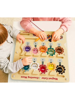 เกมเขาวงกตดอกไม้ของผึ้งน้อย,การนับ,เขาวงกต เกมส์ไม้,ของเล่นคณิตศาสตร์ ของเล่นเสริมพัฒนาการ, ของเล่น,แถบแม่เหล็ก สินค้าพร้อมส่ง