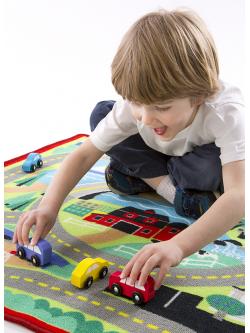 แผ่นพรมเล่นเมือง ส่งเสริมทักษะการบังคับมือให้สอดคล้องกับสมอง Round the Town Road Rug Melissa&Doug, ของเล่นเสริมพัฒนาการ, ของเล่น