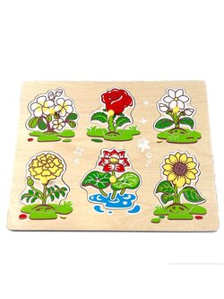 ภาพตัดต่อ ดอกไม้ กระดานหมุดดอกไม้ , ของเล่นไม้, ของเล่นเสริมพัฒนาการ, ของเล่นเด็กอนุบาล, สื่อการสอนเด็กอนุบาล