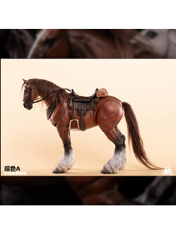 [พร้อมส่ง] Fish toys (D20 Studio) -- wasteland series basic horse ม้า --แบบ A (มีขนพู่ขา) Brown model น้ำตาล HY-010