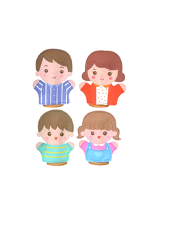 หุ่นมือ ครอบครัว พ่อ แม่ ลูกชาย ลูกสาว (ชุดเล็ก)ราคายังไม่รวมที่ตั้ง ของเล่นเสริมทักษะ,ของเล่นเด็ก, สื่อการสอนอนุบาล