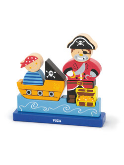 ชุดบล็อกไม้แม่เหล็กโจรสลัด , ของเล่นไม้, ของเล่นเสริมพัฒนาการ, ของเล่นเด็กอนุบาล, สื่อการสอนเด็กอนุบาล