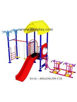 ชุดหอสไลด์80 +บิดเอวบัดดี้ +ชิงช้า 2 ที่นั่ง เครื่องเล่นสนามกลางแจ้ง เหล็ก ของเล่น สั่งทำ 15-20 วัน