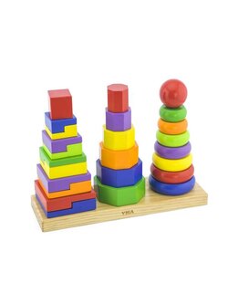 ชุดตัวต่อบล็อกไม้รูปทรงเรขาคณิตหลากสี, ของเล่นเสริมพัฒนาการ, ของเล่นเด็กอนุบาล, สื่อการสอน