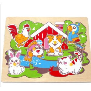 ภาพตัดต่อ สัตว์เลี้ยง กระดานหมุดสัตว์เลี้ยง , ของเล่นไม้, ของเล่นเสริมพัฒนาการ, ของเล่นเด็กอนุบาล, สื่อการสอนเด็กอนุบาล