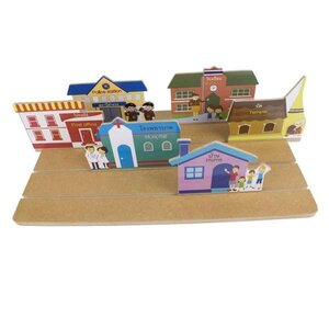 กระดานเลื่อนฝึกทักษะมิติสัมพันธ์ ชุดชุมชนเมือง 6 ชิ้น ของเล่นเสริมพัฒนาการ ,ของเล่นเสริมทักษะ,ของเล่นเด็ก, สื่อการสอนอนุบาล