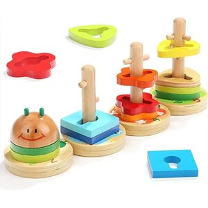 บล็อกต่อเจดีย์หนอน 4 หอ,ของเล่น,ของเล่นไม้,ใส่หลัก,รูปทรง,ของเล่นเสริมทักษะการเรียนรู้, ของเล่นเสริมพัฒนาการเด็กอนุบาล, สื่อการสอนปฐมวัย, พร้อมส่ง