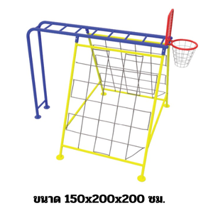 ปีนป่ายเชือกประถม พร้อมบาร์โหนและแป้นบาส เครื่องเล่นสนามเหล็ก เครื่องเล่นกลางแจ้ง Outdoor Playground, ราคาโรงงาน สินค้าสั่งทำ 7-15 วัน