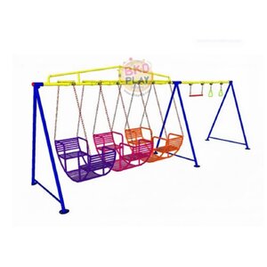 เครื่องเล่นสนามกลางแจ้ง เหล็ก ชุดชิงช้ากระเช้า 3 ที่นั่ง พร้อมห่วงโหน ปรับแบบใหม่ตามมาตรฐาน มอก. ชิงช้ากระเช้า ชิงช้านั่งเล่น Outdoor Playground, ราคาโรงงาน สินค้าสั่งผลิต 10-20 วัน
