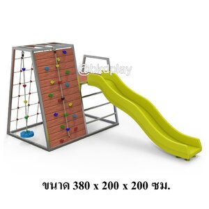 เครื่องเล่นสนามไม้+โครงสแตนเลส เกรด304ไต่หน้าผา ปีนตาข่าย สไลเดอร์ ชิงช้า รุ่น BKDPLAY-J-10 ไม้เนื้อแข็ง ผลิตในไทย ใช้สแตนเลสไม่เป็นสนิม เครื่องเล่นสนามกลางแจ้ง เครื่องเล่นสนามไม้ ปีนป่าย กายภาพบำบัด