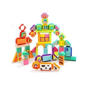 บล็อกไม้ขนแปรงมหัศจรรย์ 80 ชิ้น , ของเล่นเสริมพัฒนาการ, ของเล่นเด็กอนุบาล, สื่อการสอน