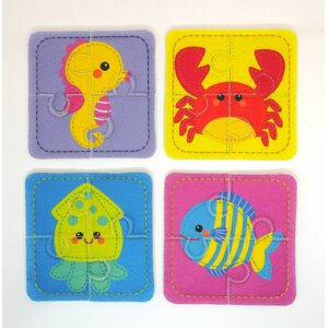 ตัวต่อจิ๊กซอว์ผ้า ชุดสัตว์น้ำ ของเล่นเสริมพัฒนาการ ,ของเล่นเสริมทักษะ,ของเล่นเด็ก, สื่อการสอนอนุบาล