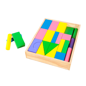 กระบะ,บล็อก,ทำสี 45 ชิ้น , ของเล่นบล๊อกไม้ ,บล็อคไม้, blockไม้ ของเล่นไม้, ของเล่นเสริมพัฒนาการ, ของเล่นเด็กอนุบาล, สื่อการสอนเด็กอนุบาล