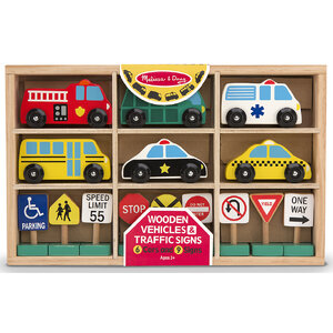 ชุดรถไม้ รุ่นรถในเมือง ส่งเสริมพัฒนาการด้านความคิดสร้างสรรค์ Wooden Vehicles & Traffic Signs Melissa&Doug, ของเล่นเสริมพัฒนาการ, ของเล่น