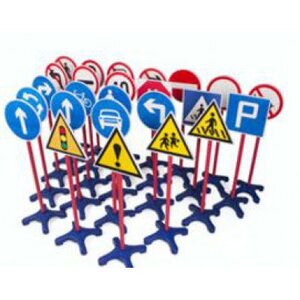 เสาสัญญาณจราจร 12 ชิ้น PO , ป้ายสัญญาณจราจร , ของเล่นเสริมพัฒนาการ, ของเล่นเด็กอนุบาล, สื่อการสอนเด็กอนุบาล วัสดุและสี