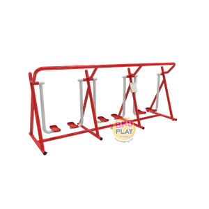 เครื่องออกกำลังกายกลางแจ้งผู้ใหญ่ ,บริหารขา-สะโพก (แบบเดินสลับเท้า 3 ชุด) ,ลานกีฬาอเนกประสงค์ ,สวนสาธารณะ ,เทศบาล,หมู่บ้าน,ผลิตในไทย, สั่งทำตามสีที่ต้องการได้ ขนาด 100 x 300 x 120 ซม.