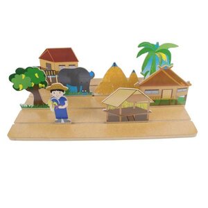 กระดานเลื่อนฝึกทักษะมิติสัมพันธ์ ชุดชุมชนชนบท 8 ชิ้น ของเล่นเสริมพัฒนาการ ,ของเล่นเสริมทักษะ,ของเล่นเด็ก, สื่อการสอนอนุบาล