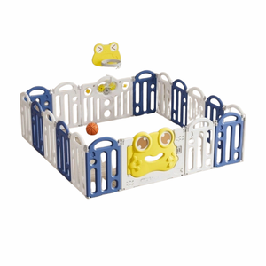 คอกกั้นเด็ก, กบสีเหลือง , แป้นบาส, รั้วกั้นเด็ก, พลาสติก สีพาสเทล มีประตูปิดเปิด, บ่อบอล สินค้าพร้อมส่ง คิดค่าส่งตามจริง