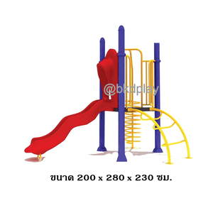 เครื่องเล่นสนามกลางแจ้ง ชุดเครื่องเล่นเด็ก BA-26 มี 1 รางสไลเดอร์ และปีนป่ายสปริง 1 ชุด,สไลเดอร์เดี่ยว วางข้างสระว่ายน้ำได้ ครุภัณฑ์สนามเด็กเล่น,งบสพฐ,outdoor Playground,ผลิตในไทย