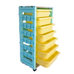 ชุดตู้วางของ 7 ชั้น พร้อมถาดในชุด (แบบเคลื่อนที่),ถาดเก็บอุปกรณ์,ชั้นวางของพลาสติก เฟอร์นิเจอร์เด็ก, พร้อมส่ง