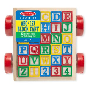 บล๊อกไม้ ABC เรียนรู้ตัวอักษร ตัวเลข รูปภาพ คำศัพท์ Melissa & Doug Classic ABC Block Cart