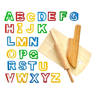ชุดไม้นวด มีด เขียง พร้อมพิมพ์ A-Z 26 ตัว อุปกรณ์เล่นแป้งโดว์ ของเล่นเสริมพัฒนาการ ,ของเล่นเสริมทักษะ,ของเล่นเด็ก, สื่อการสอนอนุบาล