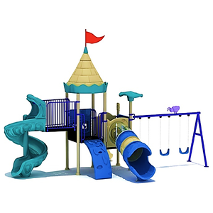 เครื่องเล่นสนามกลางแจ้ง ในร่ม, ชุด ปราสาทเล็กพร้อมชิงช้า ,ครุภัณฑ์สนามเด็กเล่น,งบ.สพฐ,โครงการโรงเรียนประชารัฐ, playground,สไลเดอร์,ของเล่นเสริมพัฒนาการ,เครื่องเล่นสนาม, สนามเด็กเล่น