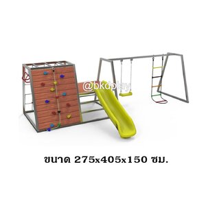 เครื่องเล่นสนามไม้+โครงสแตนเลส เกรด304 ปีนตาข่าย สไลด์เดอร์ ไต่หน้าผา ชิงช้า ห่วงโหน รุ่น BKDPLAY-S-32 ไม้เนื้อแข็ง ผลิตในไทย ใช้สแตนเลสไม่เป็นสนิม เครื่องเล่นสนามกลางแจ้ง เครื่องเล่นสนามไม้ ปีนป่าย กายภาพบำบัด
