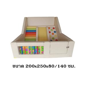 บ้านบอลโครงไม้ชุด M บ้านบอลปีนป่ายและสไลเดอร์ แถมลูกบอลสี 1000ลูก,เบาะหนังนุ่มนิ่ม softplay, indoor playground kidszone ,สวนสนุกในร่ม ,รับสั่งทำบ่อบอล ผลิตห้องบอลเด็ก ตามขนาด