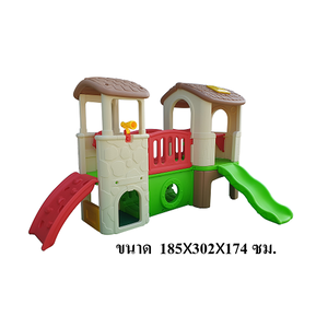 บ้านน้อย2ชั้น หลังคาสีน้ำตาล สไลเดอร์พร้อมปีนป่าย บ้านสไลเดอร์ของเล่น บ้านน้อยสองชั้น สไลเดอร์บ้าน,บ้านกระดานลื่น, เครื่องเล่นสนาม ในร่ม กลางแจ้งพร้อมส่ง kidszone