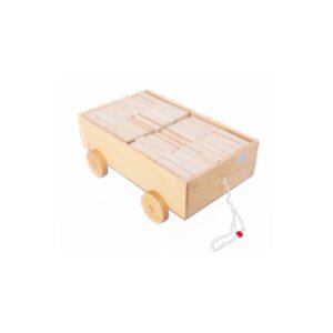 รถลากบล็อกไม่ทำสี (120 ชิ้น) บล็อคไม้ ตัวต่อไม้ บล็อกไม้สีธรรมชาติ