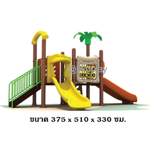 เครื่องเล่นสนามกลางแจ้ง ชุดเครื่องเล่นเด็ก BA-35 มี 2 รางสไลเดอร์, ปีนป่าย 1 ชด,ครุภัณฑ์สนามเด็กเล่น,งบสพฐ,outdoor Playground,ผลิตในไทย