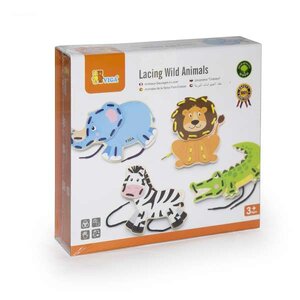 ชุดสัตว์ป่า 3 มิติ ฝึกร้อยเชือก จำนวน 4 ชิ้น ฝึกการบังคับมือ และส่งเสริมสมาธิ ของเล่นเสริมพัฒนาการ, ของเล่น