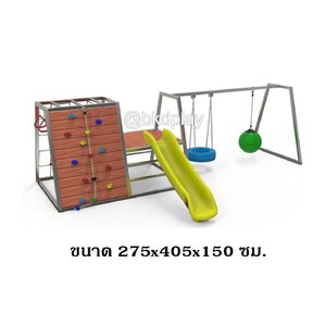 เครื่องเล่นสนามไม้+โครงสแตนเลส เกรด304 ปีนตาข่าย สไลด์เดอร์ ไต่หน้าผา ชิงช้า ห่วงโหน รุ่น BKDPLAY-S-34 ไม้เนื้อแข็ง ผลิตในไทย ใช้สแตนเลสไม่เป็นสนิม เครื่องเล่นสนามกลางแจ้ง เครื่องเล่นสนามไม้ ปีนป่าย กายภาพบำบัด