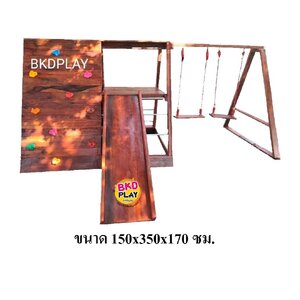 เครื่องเล่นสนามไม้ งานกลางแจ้ง ชุดรวม D ชิงช้า สไลเดอร์ ปีนป่ายหน้าผา,ไม้เนื้อแข็ง wood playground