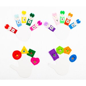 หุ่นนิ้วมือ ชุดนับเลข สีและรูปทรงเรขาคณิต ชุดละ16ตัว ของเล่นเสริมพัฒนาการ ,ของเล่นเสริมทักษะ,ของเล่นเด็ก, สื่อการสอนอนุบาล
