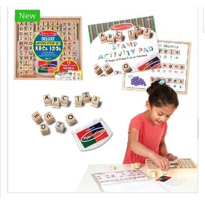 สแตมป์ตัวอักษร A-Z และตัวเลข ส่งเสริมการออกแบบ สร้างสรรค์งานศิลปะ Deluxe Wooden Stamp Set - ABCs 123s Melissa&Doug, ของเล่นเสริมพัฒนาการ, ของเล่น
