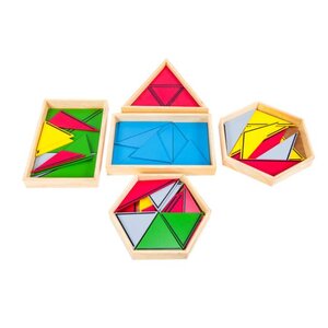 กล่องสามเหลี่ยมสร้างสรรค์, กล่องที่ 1-5, ของเล่นไม้, ของเล่นเสริมพัฒนาการ, ของเล่นเด็กอนุบาล, สื่อการสอนเด็กอนุบาลมอนเตสซอรี่ ,montessori, สื่อการสอนประถม