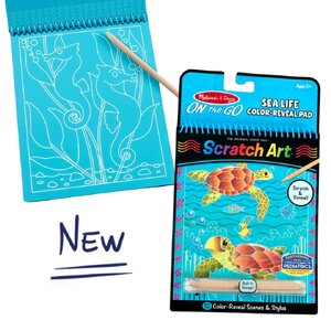 ชุดศิลปะขูดกระดาษ ตีมสัตว์น้ำใต้ทะเล พกพาง่าย Melissa & Doug On the Go Scratch Art Color Reveal Pad - Sea Life