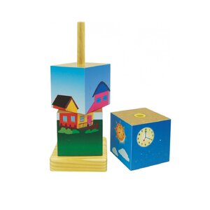 บล็อกหมุนภาพบ้าน , ของเล่นไม้, ของเล่นเสริมพัฒนาการ, ของเล่นเด็กอนุบาล, สื่อการสอนเด็กอนุบาล