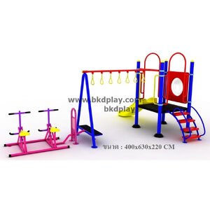 ชุดหอสไลด์80 +ห่วงโหน +ม้าโยกบัดดี้ เครื่องเล่นสนามกลางแจ้ง เครื่องเล่นสนามเหล็ก พร้อมเครื่องออกกำลังกายเด็ก สั่งทำ 15-20 วัน