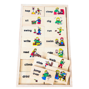 โดมิโนภาพกับคำอ่านภาษาอังกฤษชุด อริยาบท , ของเล่นไม้, ของเล่นเสริมพัฒนาการ, ของเล่นเด็กอนุบาล, สื่อการสอนเด็กอนุบาล