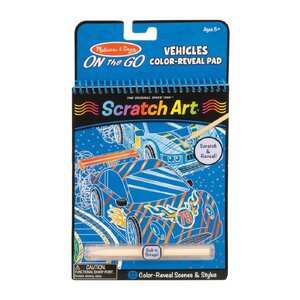 ชุดศิลปะขูดกระดาษ ตีมยานพาหนะ พกพาง่าย Melissa & Doug On the Go Scratch Art Color Reveal Pad - Vehicles