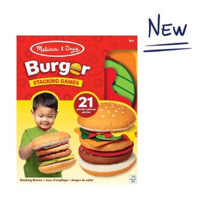 ของเล่นเกมทำแฮมเบอร์เกอร์ Mix & Match มีตัวติดทุกชิ้น ต่อไม่หลุดง่าย มีโจทย์ Stacking Burger ชิ้นใหญ่กว่าฝ่ามือ! ทำจากผ้าอย่างดี ซักเครื่องได้ ท้าทาย & เสริมความคิด จาก USA คุณภาพดี ปลอดภัย100% ทนทาน Melissa & Doug Burger Stacking Game