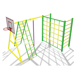 อุปกรณ์ ปีนป่าย+แป้นบาส เครื่องเล่นสนาม กลางแจ้ง เหล็ก, สนามเด็กเล่น ,OutdoorPlayground, เครื่องเล่น สพฐ. โรงเรียน ศูนย์เด็กเล็ก