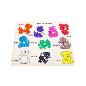 ภาพตัดต่อ สุนัขสอนสี 10 ชิ้น กระดานหมุดสุนัขสอนสี