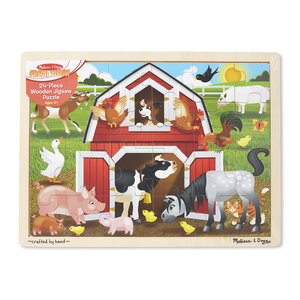 Wooden Jigsaw Puzzle Barnyard 24pc จิ๊กซอไม้ 24 ชิ้น รุ่นฟาร์ม ส่งเสริมให้รู้จักคิด และการมีสมาธิ, Melissa & Doug